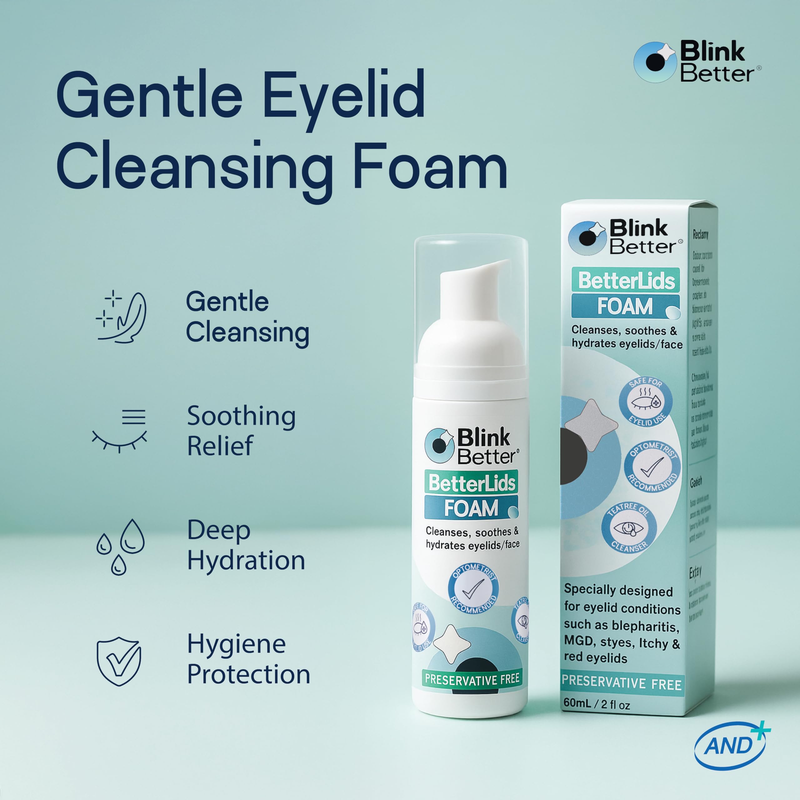 BlinkBetter BetterLids foaming lather ready to refresh eyelids and lashes.