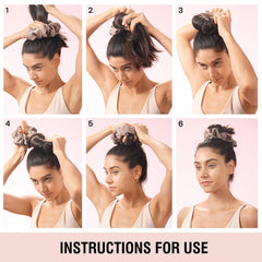 BLINKEEN heatless curling scrunchie wrapped-on-bun demonstrates comfortable all-night wear