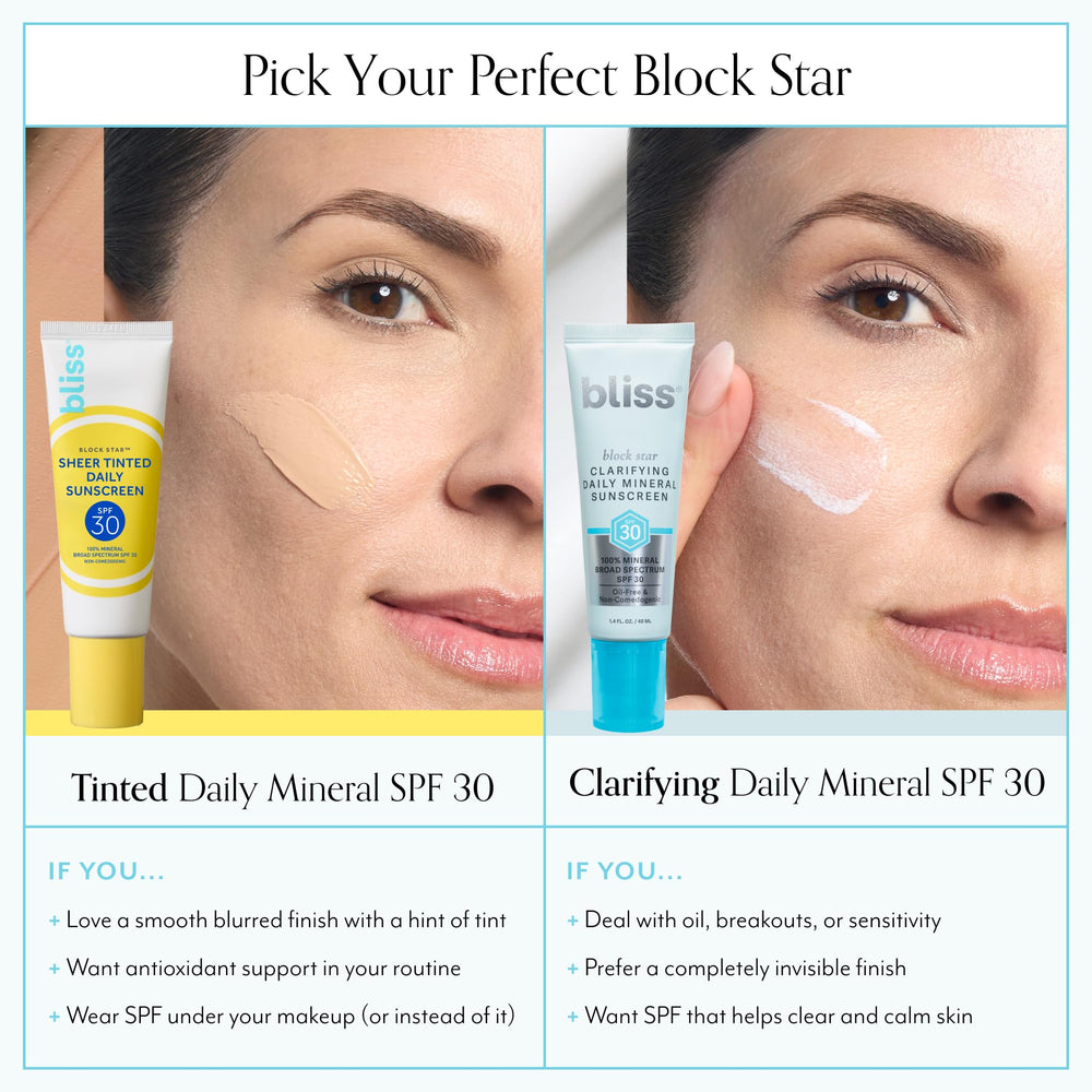 Bliss Block Star labeled non-comedogenic for blemish-prone skin