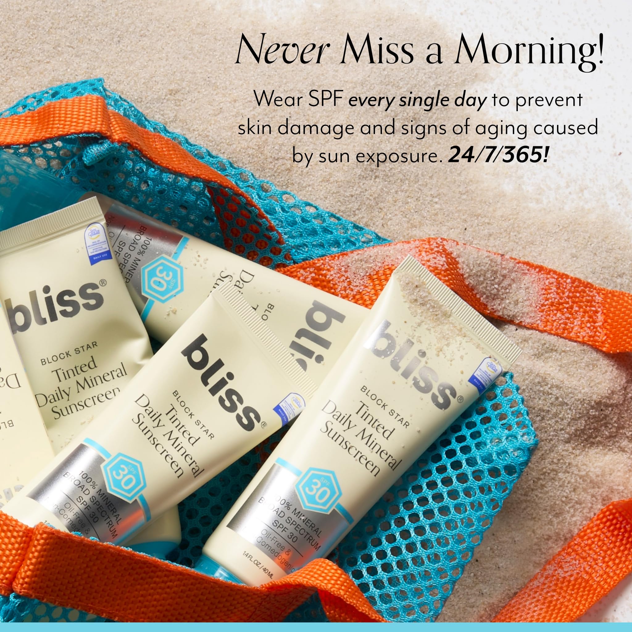 Bliss Block Star apply instructions on face and neck for seamless blending.