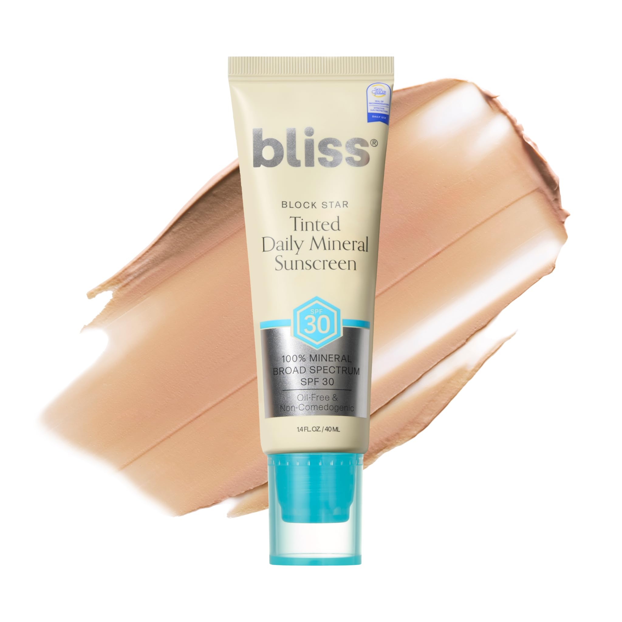 Bliss Block Star bottle closeup showing mineral sunscreen for daily protection.