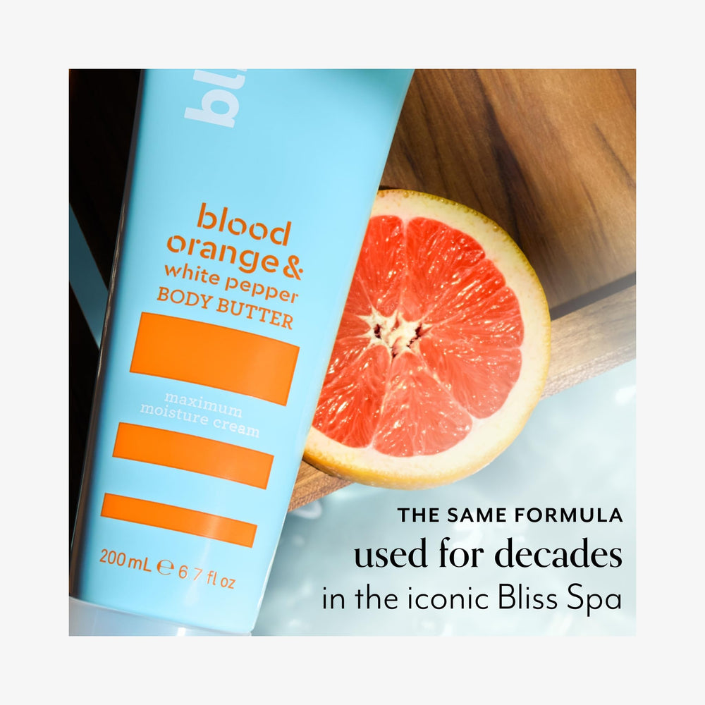 Bliss Blood Orange White Pepper fragrance suggests an invigorating scent during routine