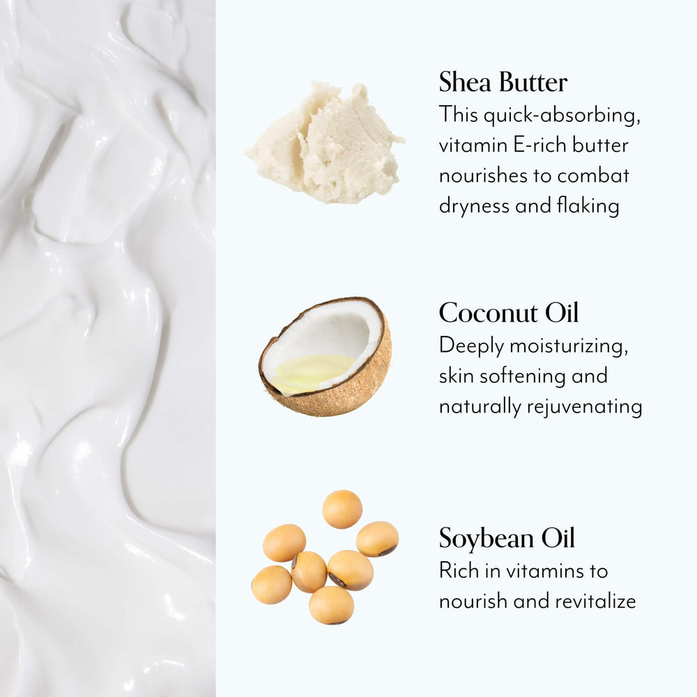 Bliss Body Butter ingredients list with Vitamin E and Shea for nourished skin.