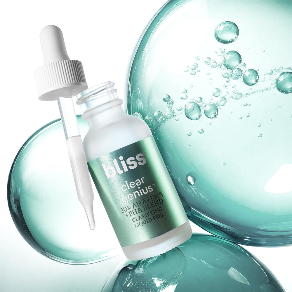 Compact 1 oz Bliss Clear Genius bottle displayed for routine use