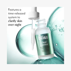 Texture on fingertip shows silky exfoliation of Bliss Clear Genius