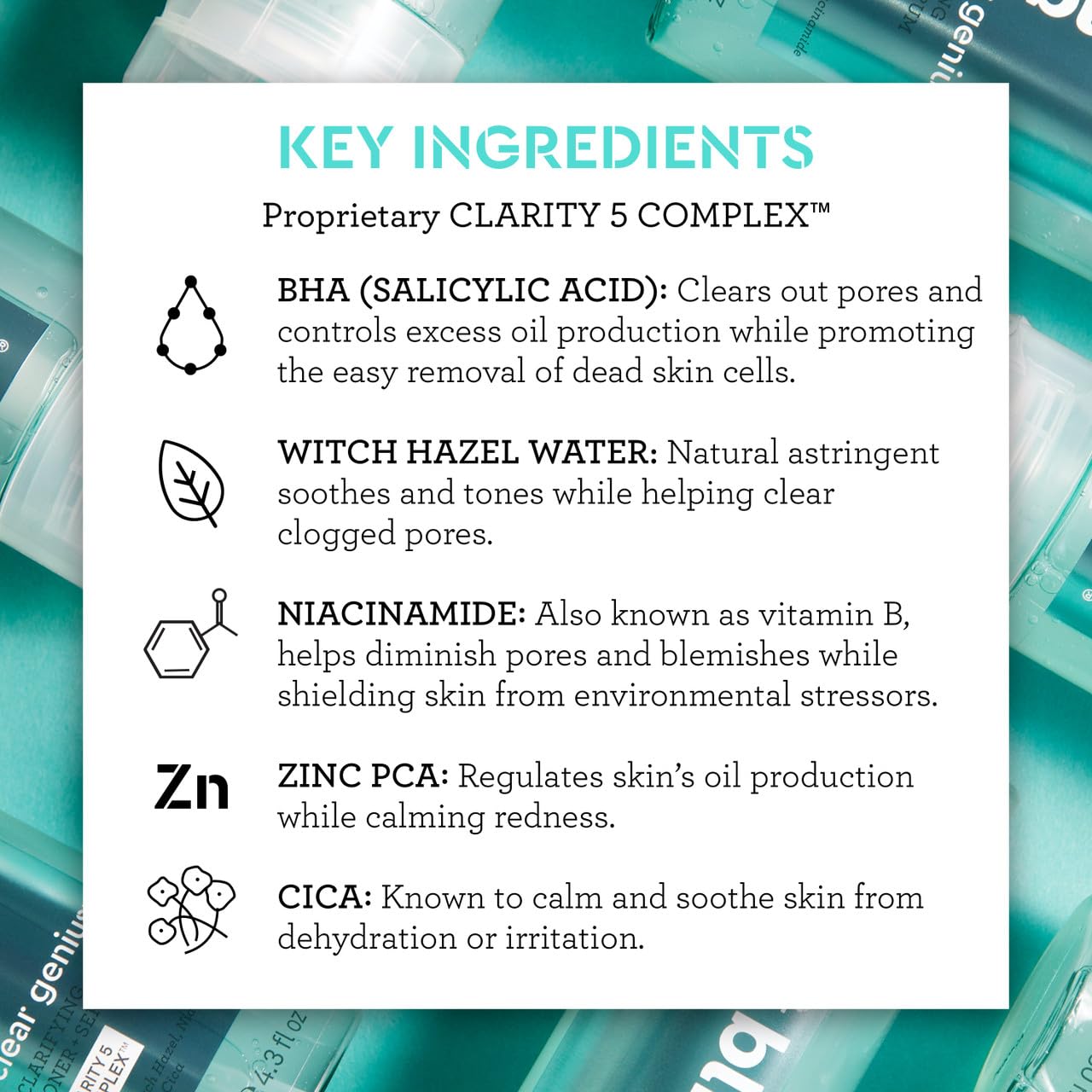 Bliss Clear Genius toner swirl texture reveals lightweight, serum-like finish.