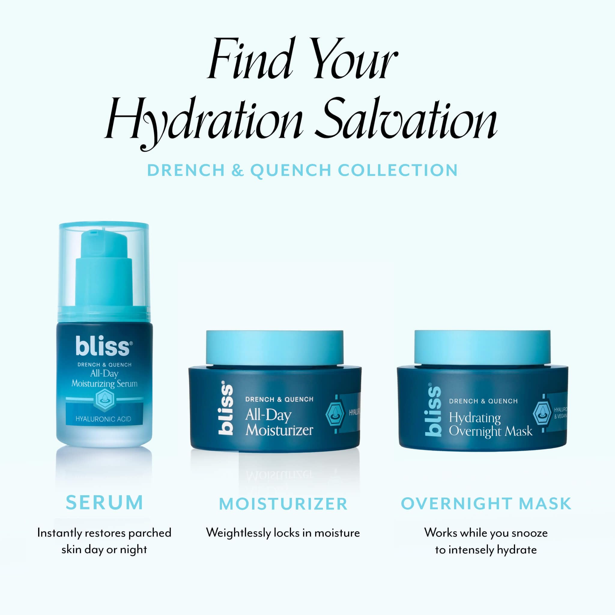 Bliss Drench & Quench morning glow shot showing dewy skin after overnight use