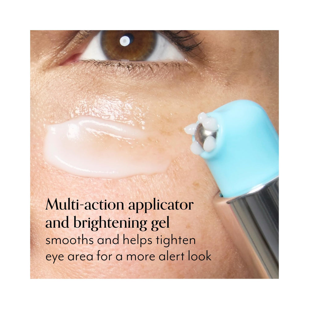 Bliss Eye Do All Things Hydrating Eye Gel packaging closeup communicates paraben-free cruelty-free branding.