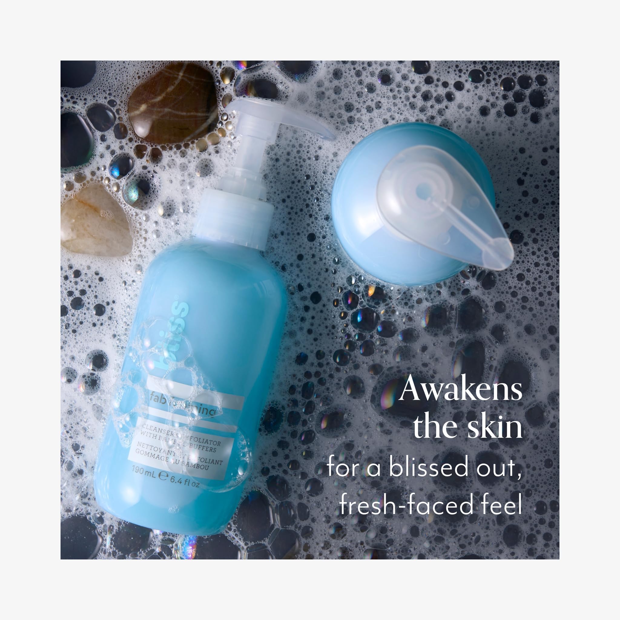 Bliss Fab Foaming Cleanser foam-lather close-up highlights makeup removal and exfoliation