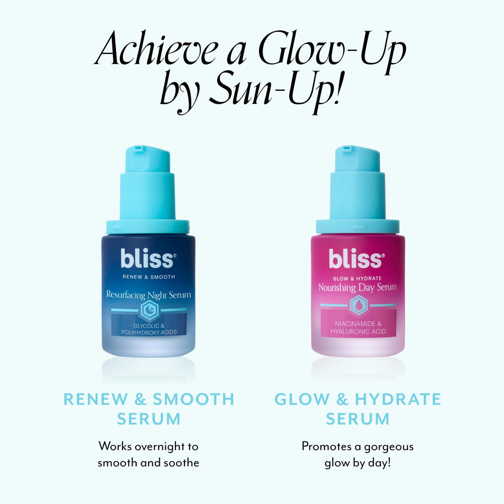 Bliss Glow & Hydrate Serum vegan cruelty-free symbol and branding