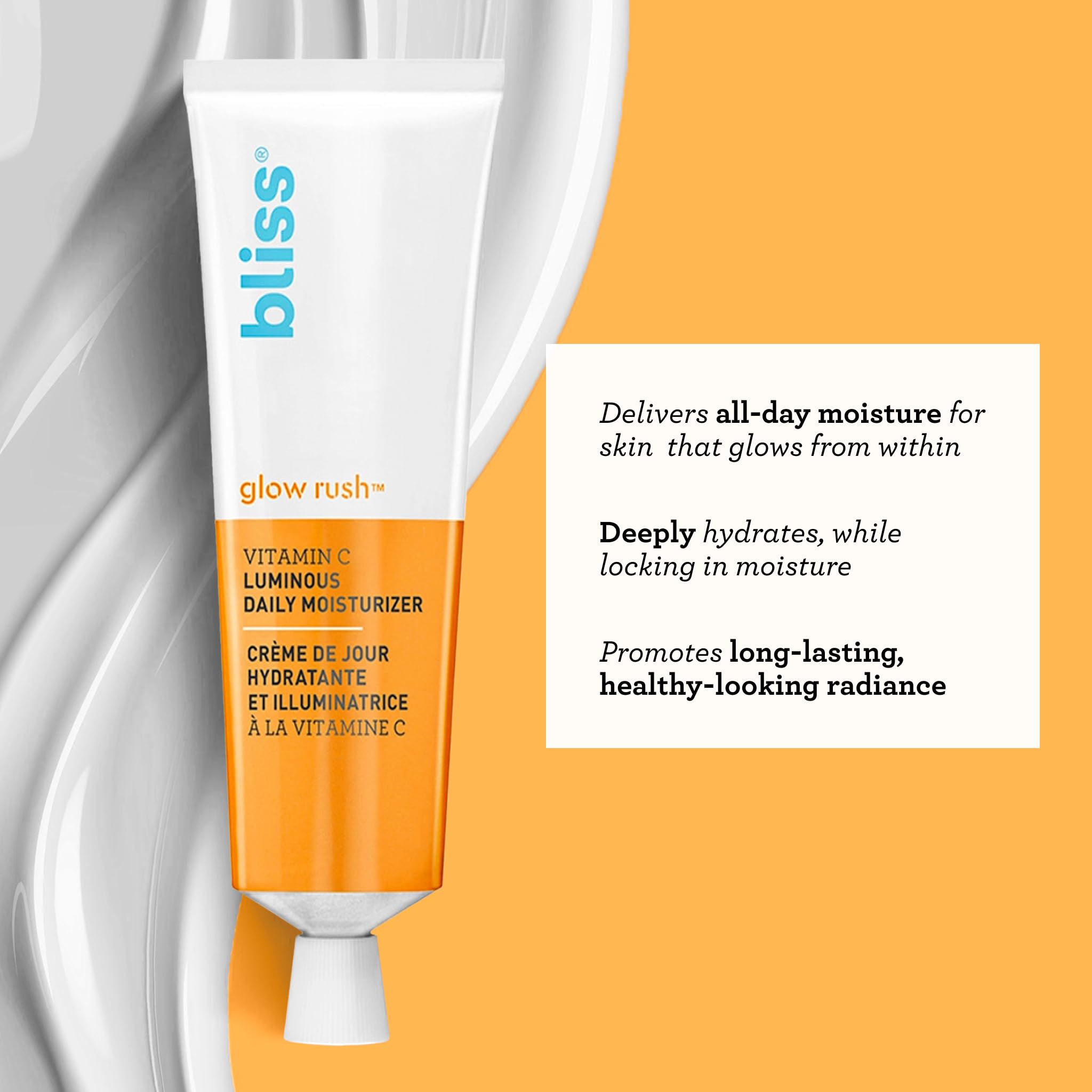 Bliss Glow Rush shea butter texture nourishes and smooths dry skin