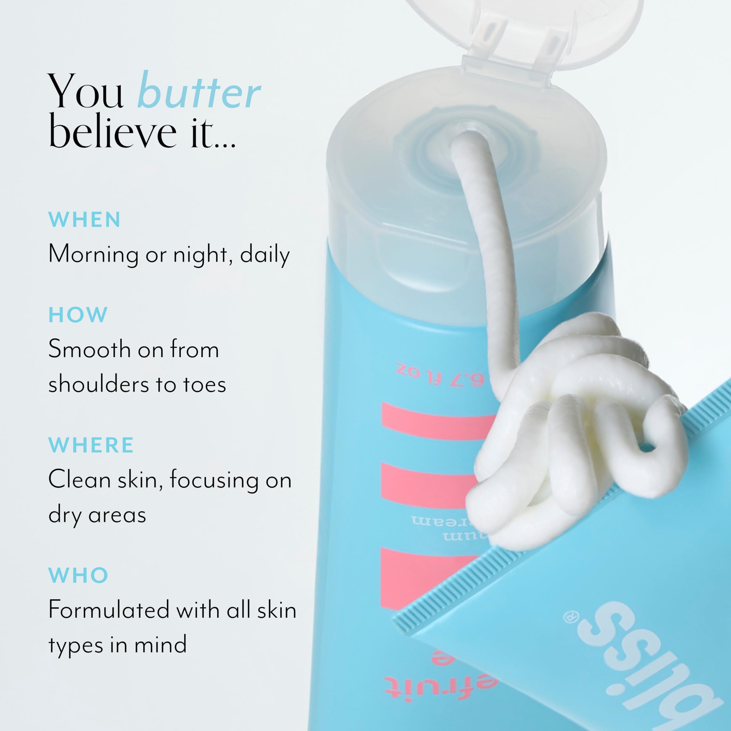 Bliss Grapefruit Aloe Body Butter spa-use scene conveys refreshing scent and mood lift