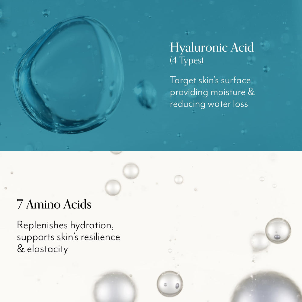Bliss Hyaluronic Acid Drench & Quench application shot massaging into clean skin