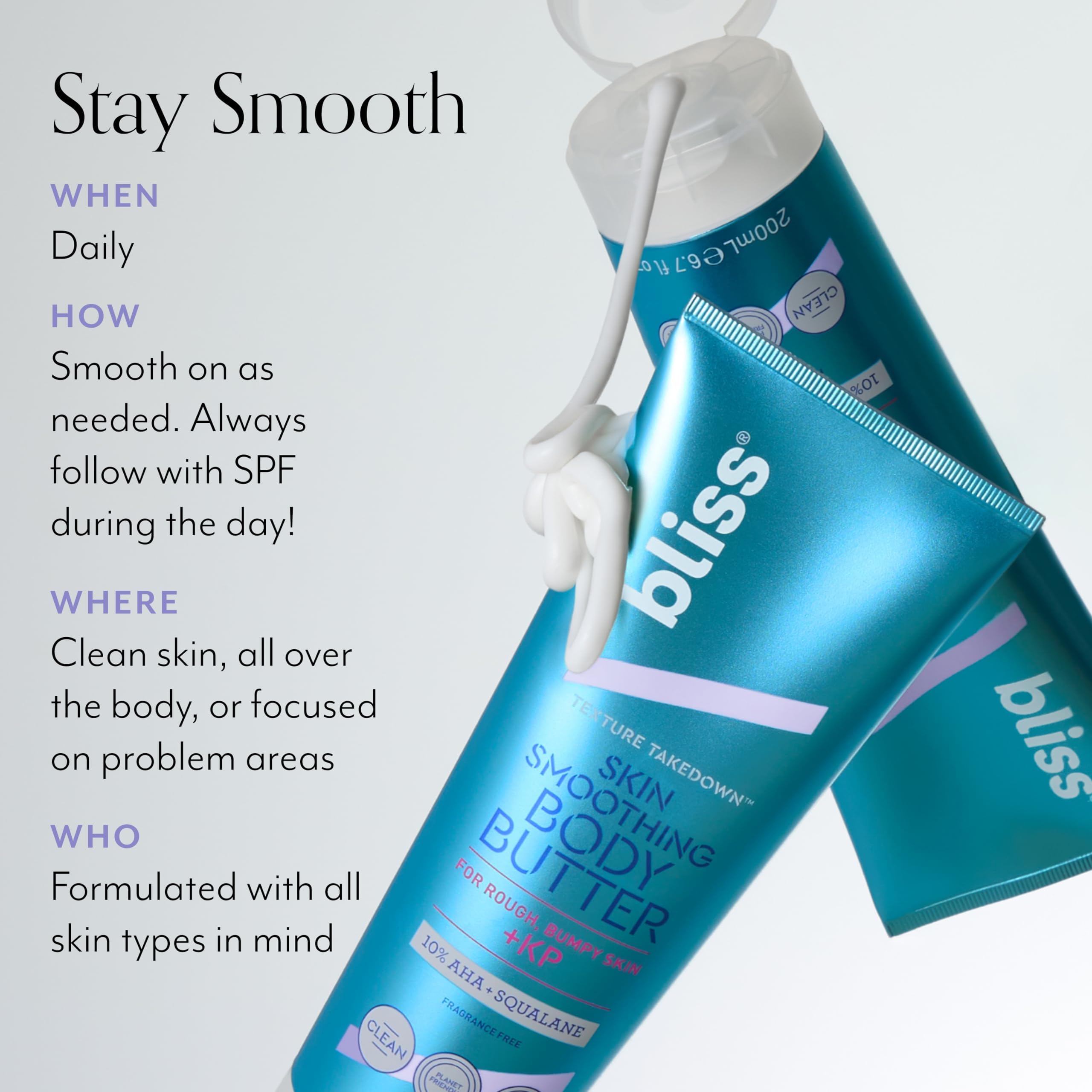 Bliss Texture Takedown applied to skin yields a hydrated, smoother feel