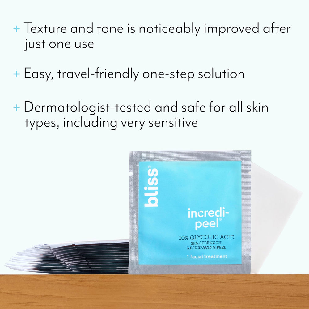 Bliss Incredi-Peel pad close-up texture ready to exfoliate.