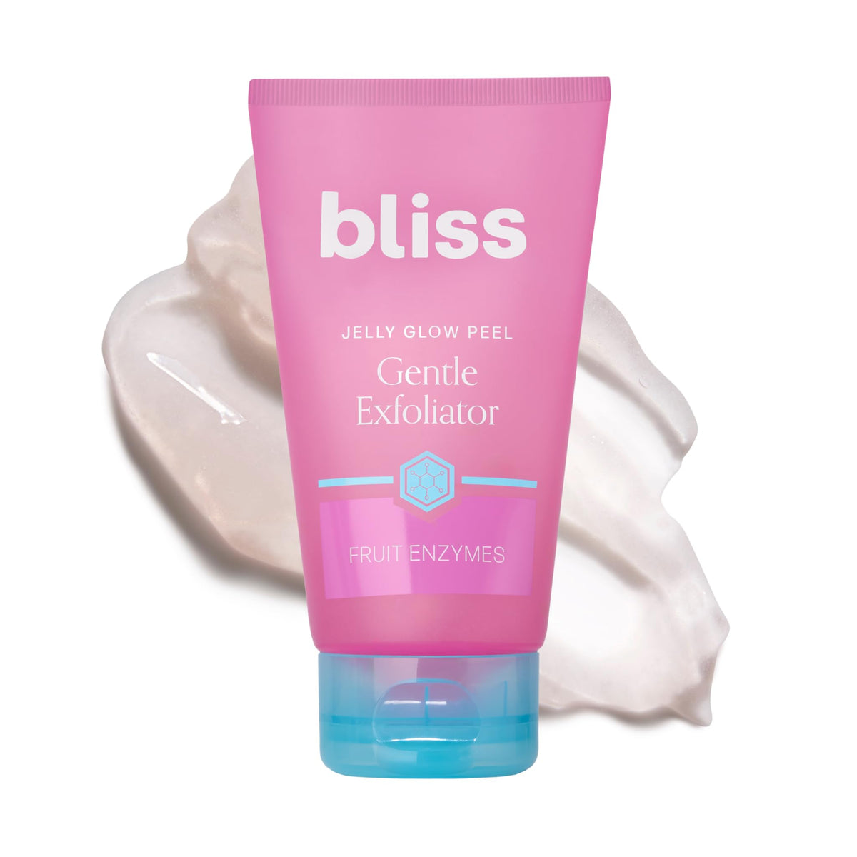 Bliss Jelly Glow Peel jar close-up showing jelly texture for brightening, soothing skincare routine.