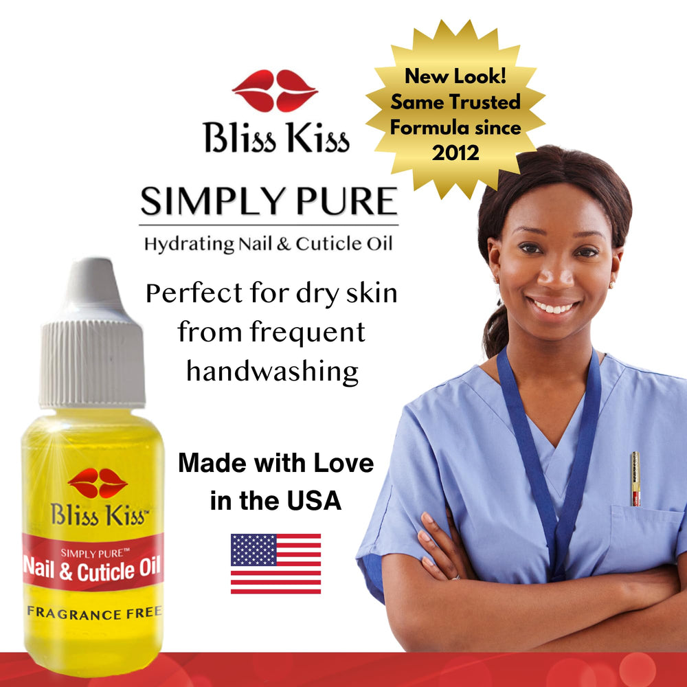 Bliss Kiss beard care oil softening facial hair and reducing dryness.