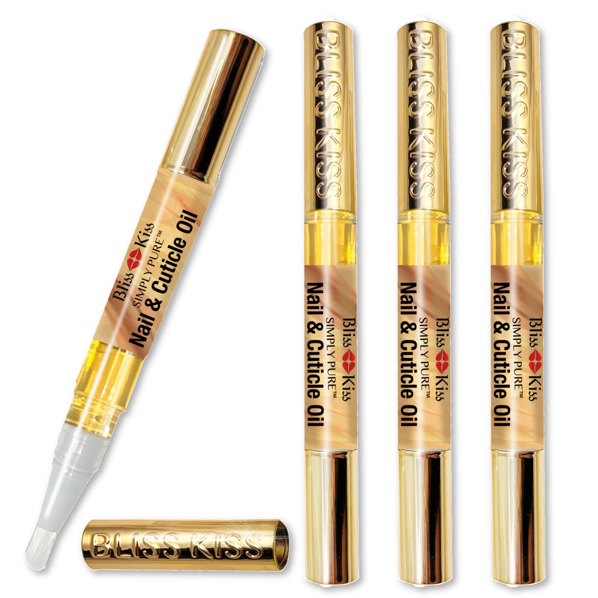Bliss Kiss Simply Pure Nail Oil Pen vanilla-cap close-up for fast-absorbing hydration