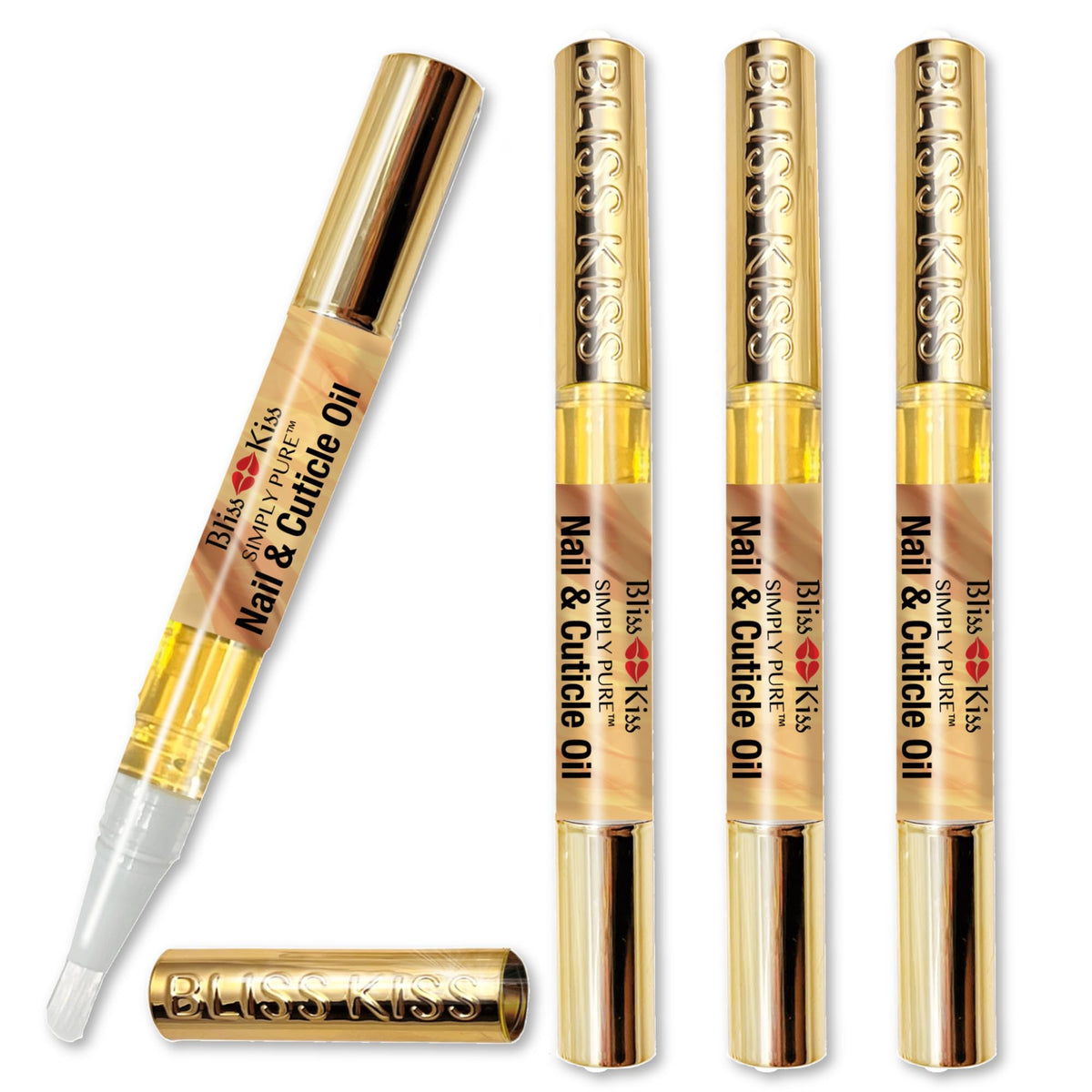 Bliss Kiss Simply Pure Nail Oil Pen vanilla-cap close-up for fast-absorbing hydration