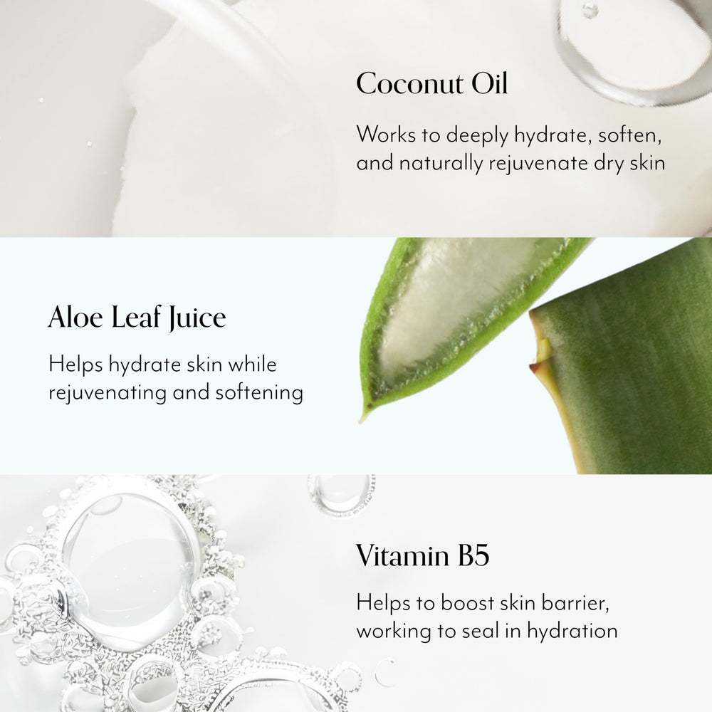 Bliss Lemon & Sage Hand Wash ingredients shot featuring aloe and vitamin B5 for moisture.