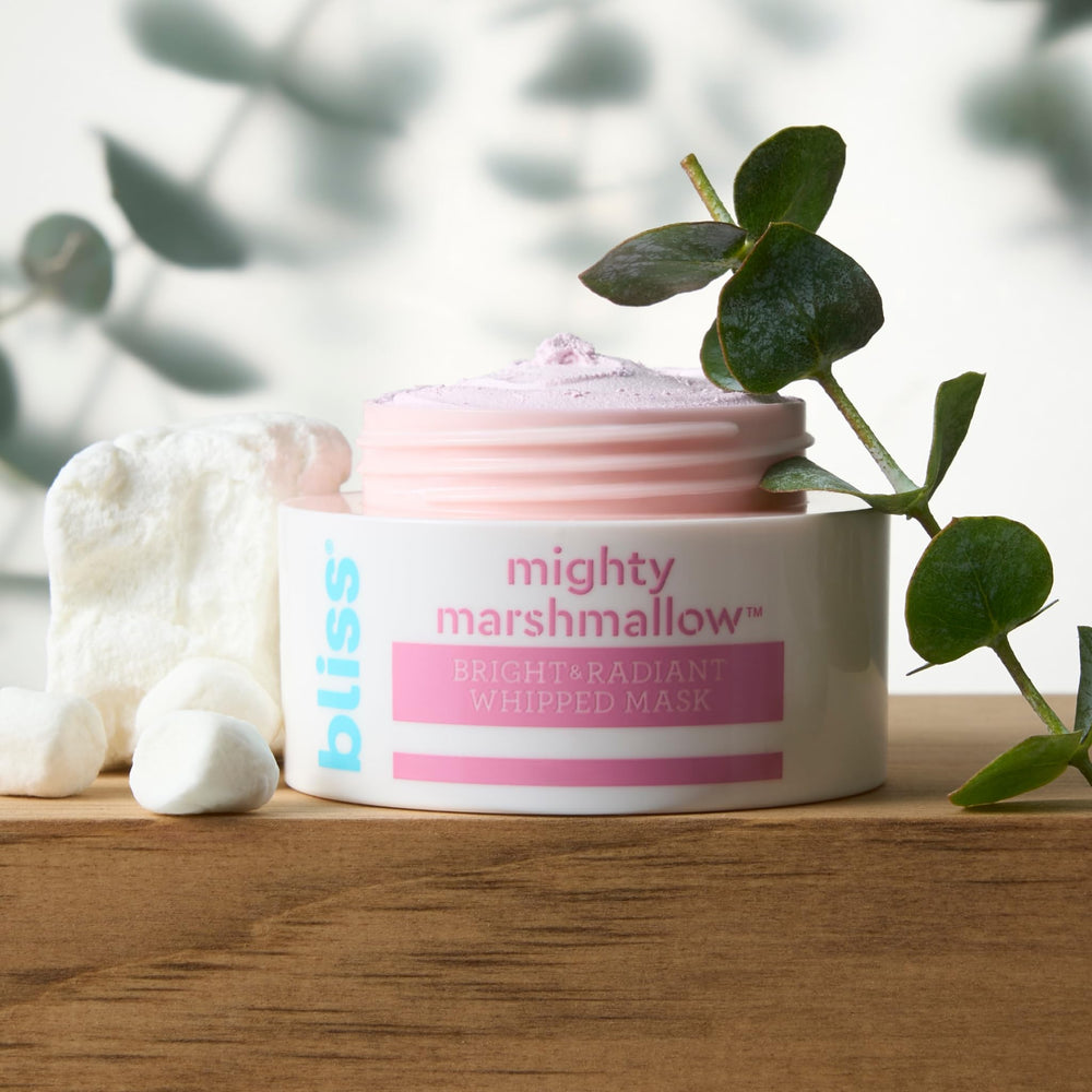 Bliss Marshmallow Root ingredient visual highlights moisturization for dry skin