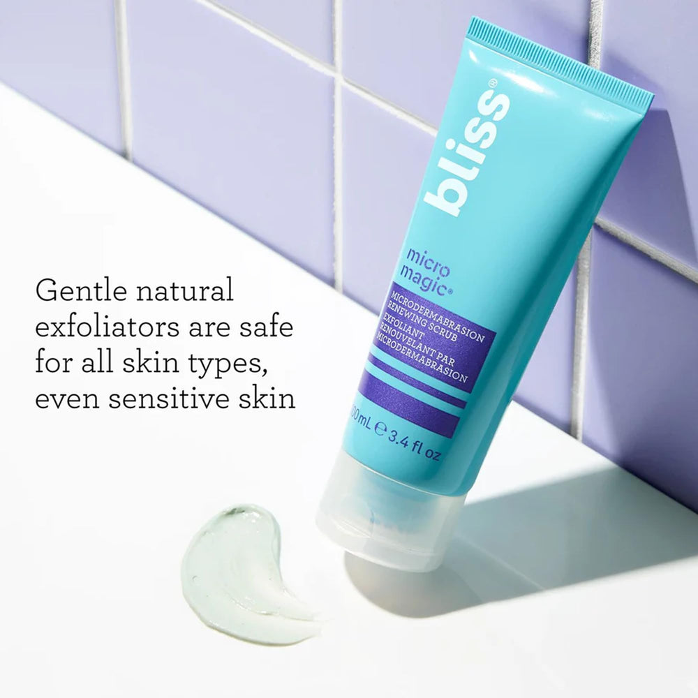Bliss Micro Magic Scrub daily ritual glow image suggesting radiant skin after use