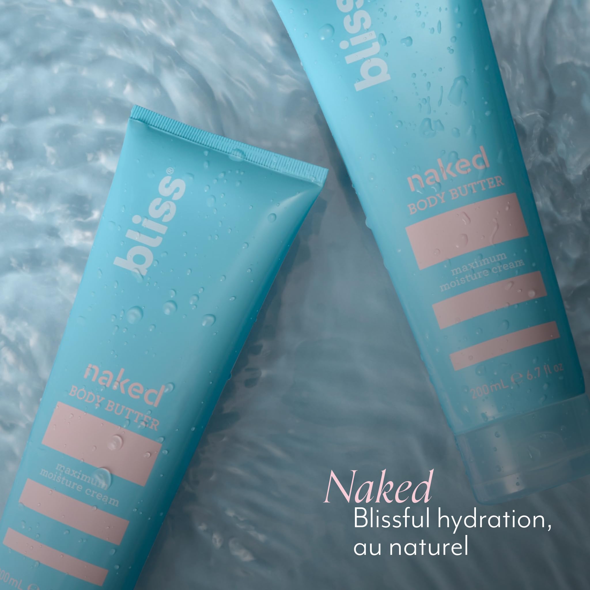 Bliss Naked Body Butter Unscented fragrance-free formula supports everyday skin comfort.