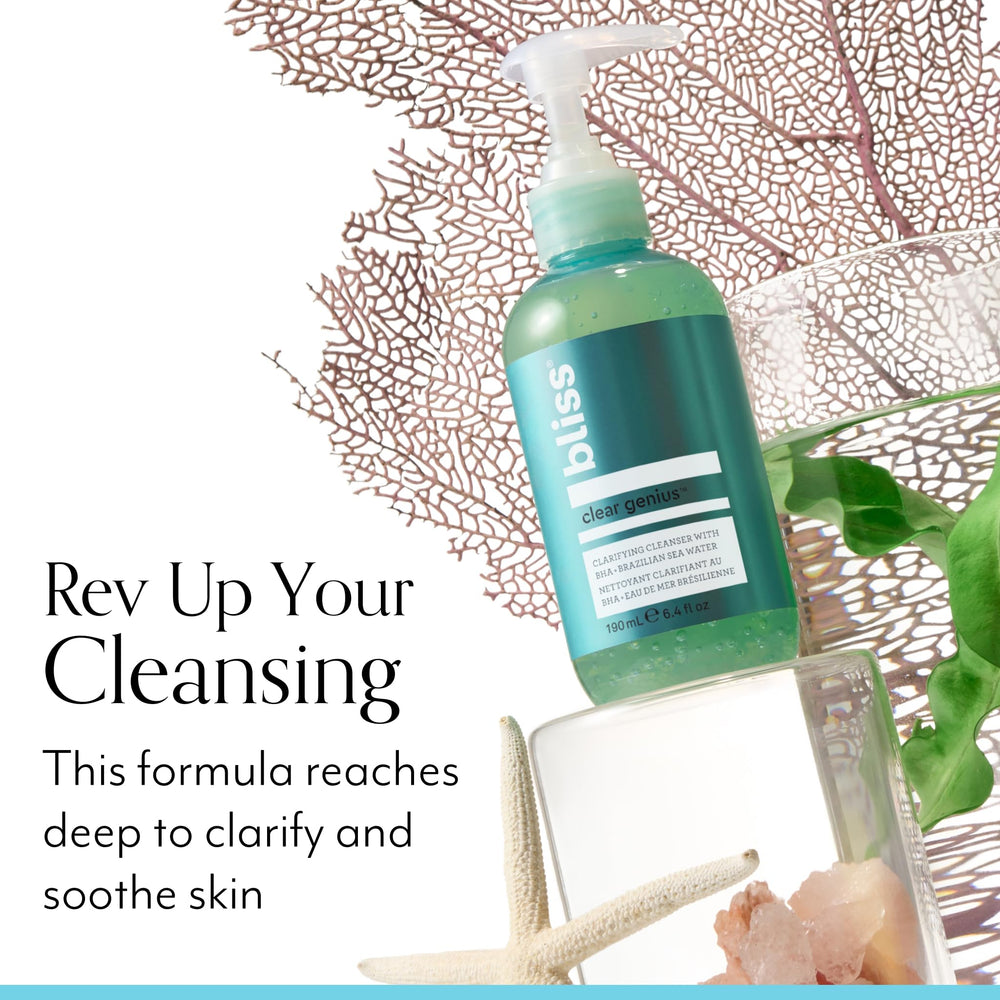 Bliss Clear Genius Clarifying Gel Cleanser after-use shows a light, non-drying finish.