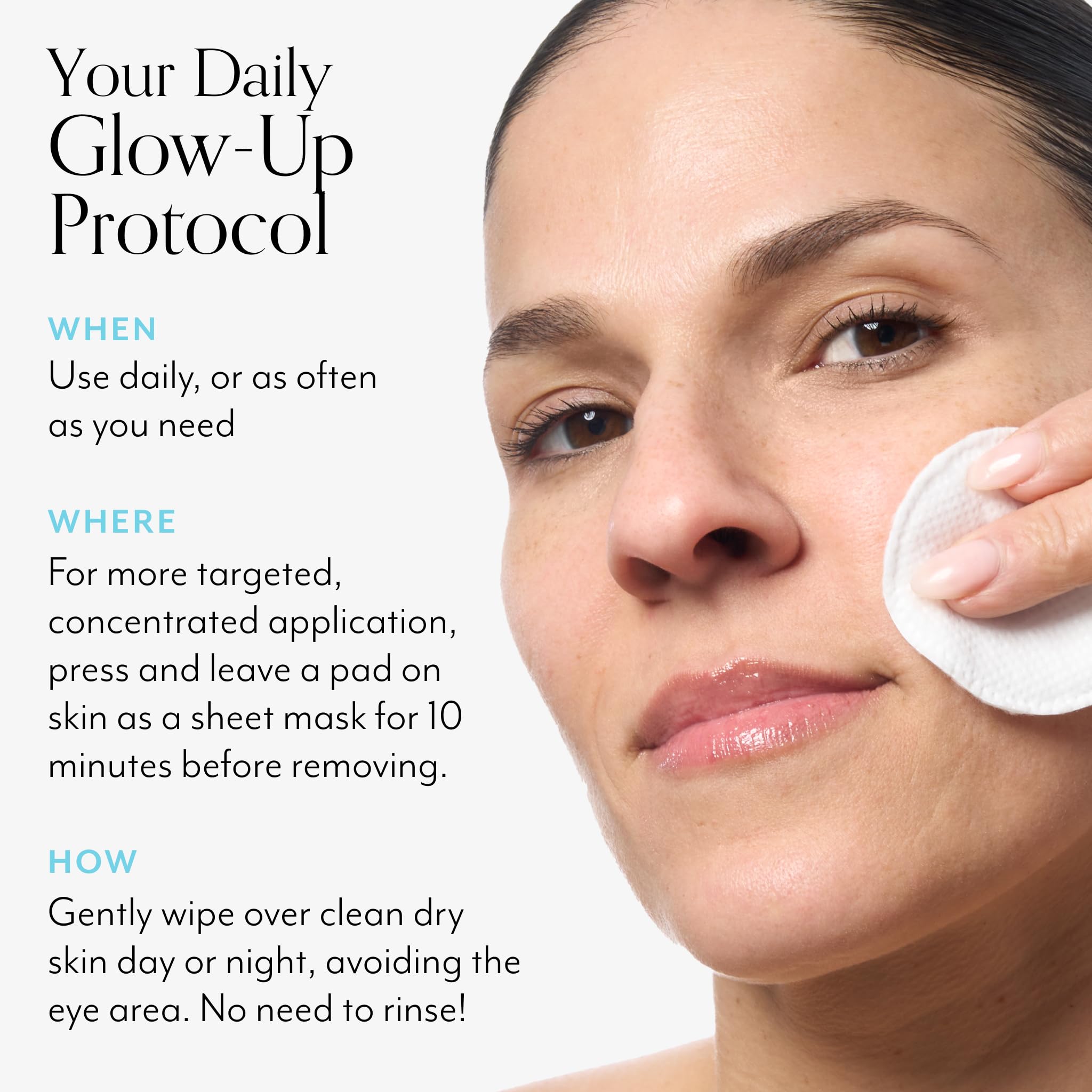 Bliss pre-soaked pads pictured as a convenient sheet-mask-like brightening option.