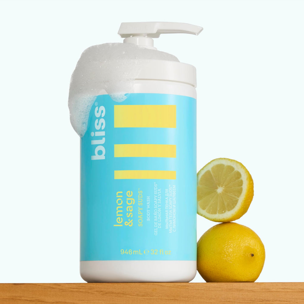 Bliss Soapy Suds daily-use scene shows gentle cleansing for refreshed skin.
