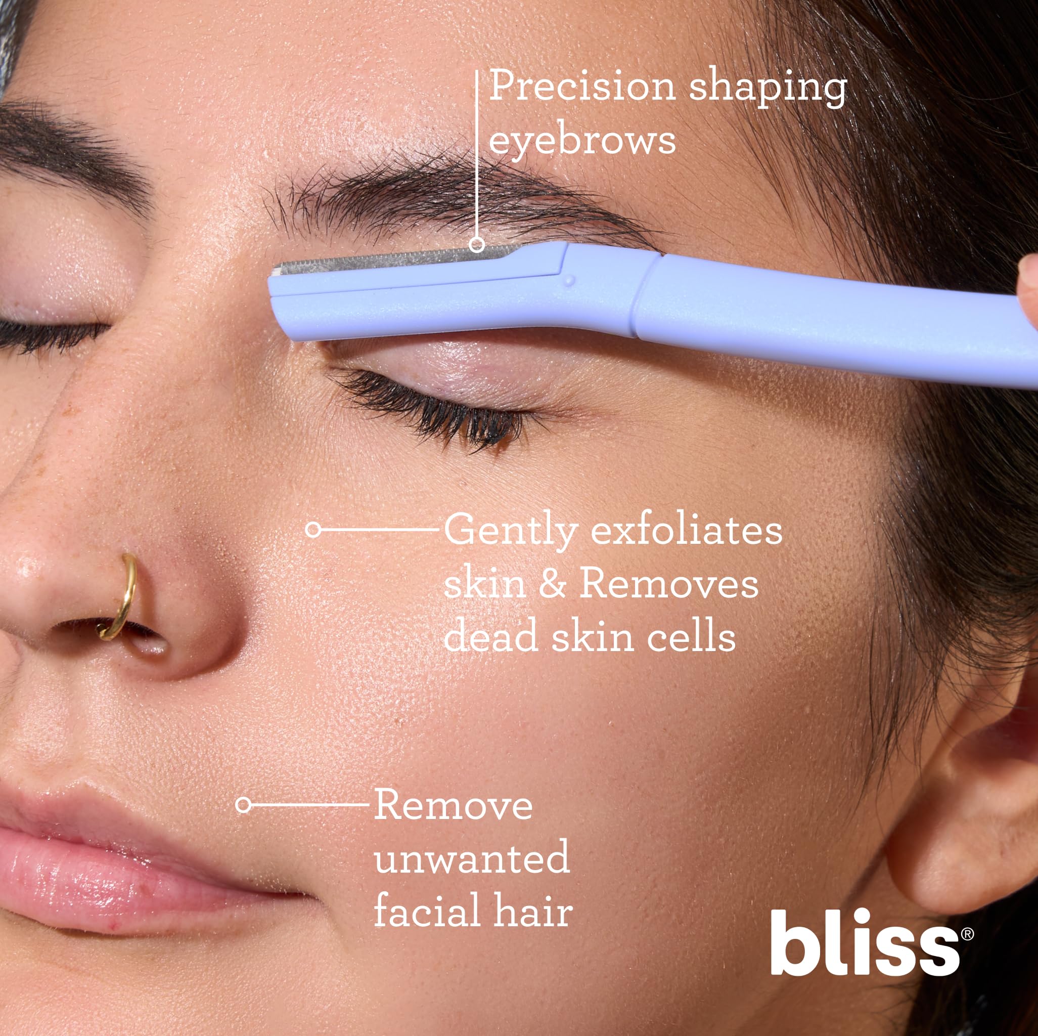 Bliss stainless steel razor edge spotlight for safe hair removal without nicks.