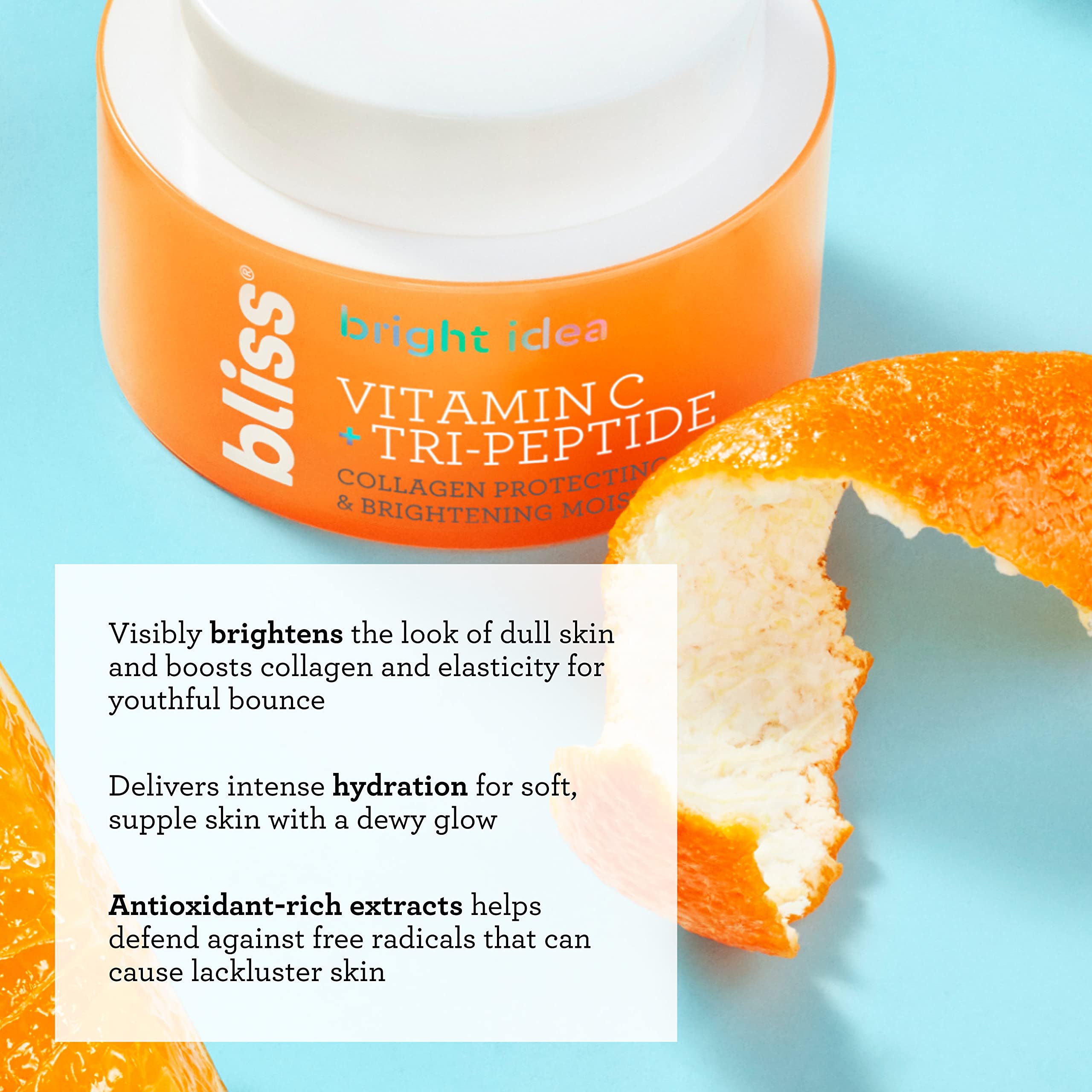 Bliss Vitamin C + Tri-Peptide Brightening Moisturizer front packaging shot.