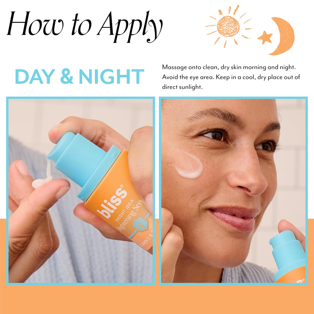 Bliss Vitamin C + Tri-Peptide Serum application scene for morning and night routine