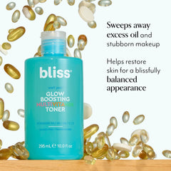 Bliss Well Yes Toner application cotton-pad shows gentle makeup removal and hydration.