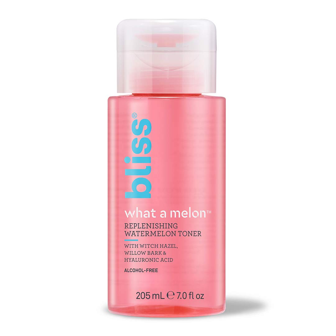 Bliss What a Melon toner in the morning routine for waking skin and hydration.