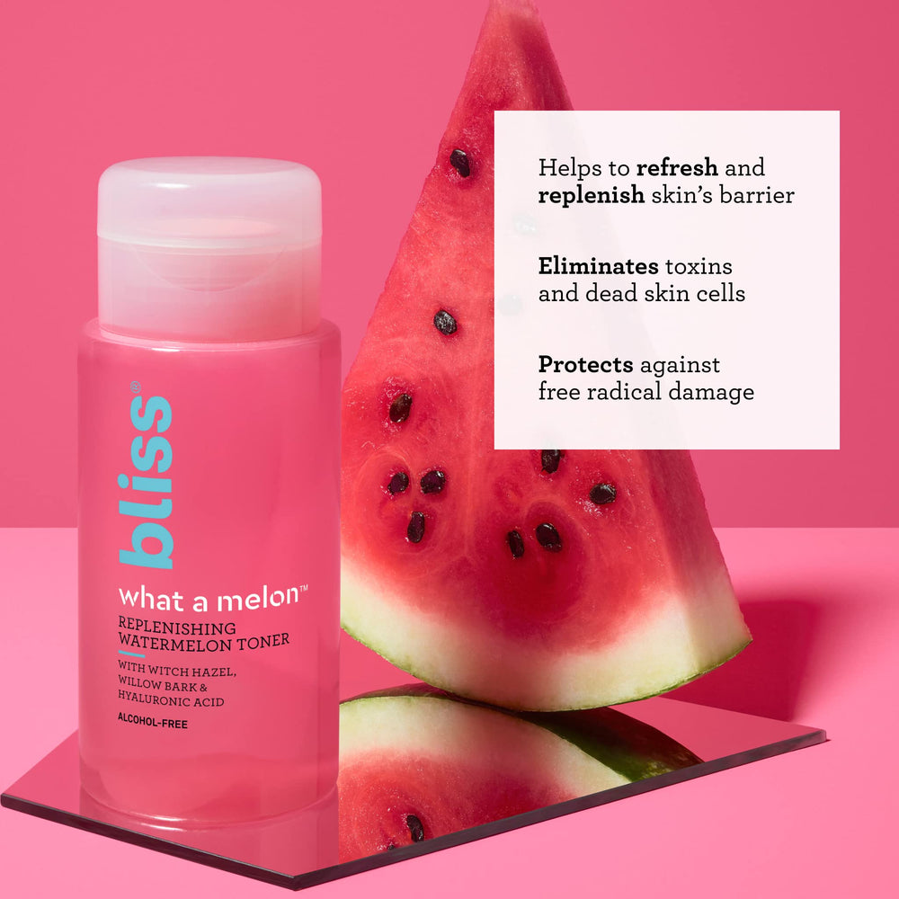 Bliss What a Melon toner pump-action enables quick, energizing hydration.