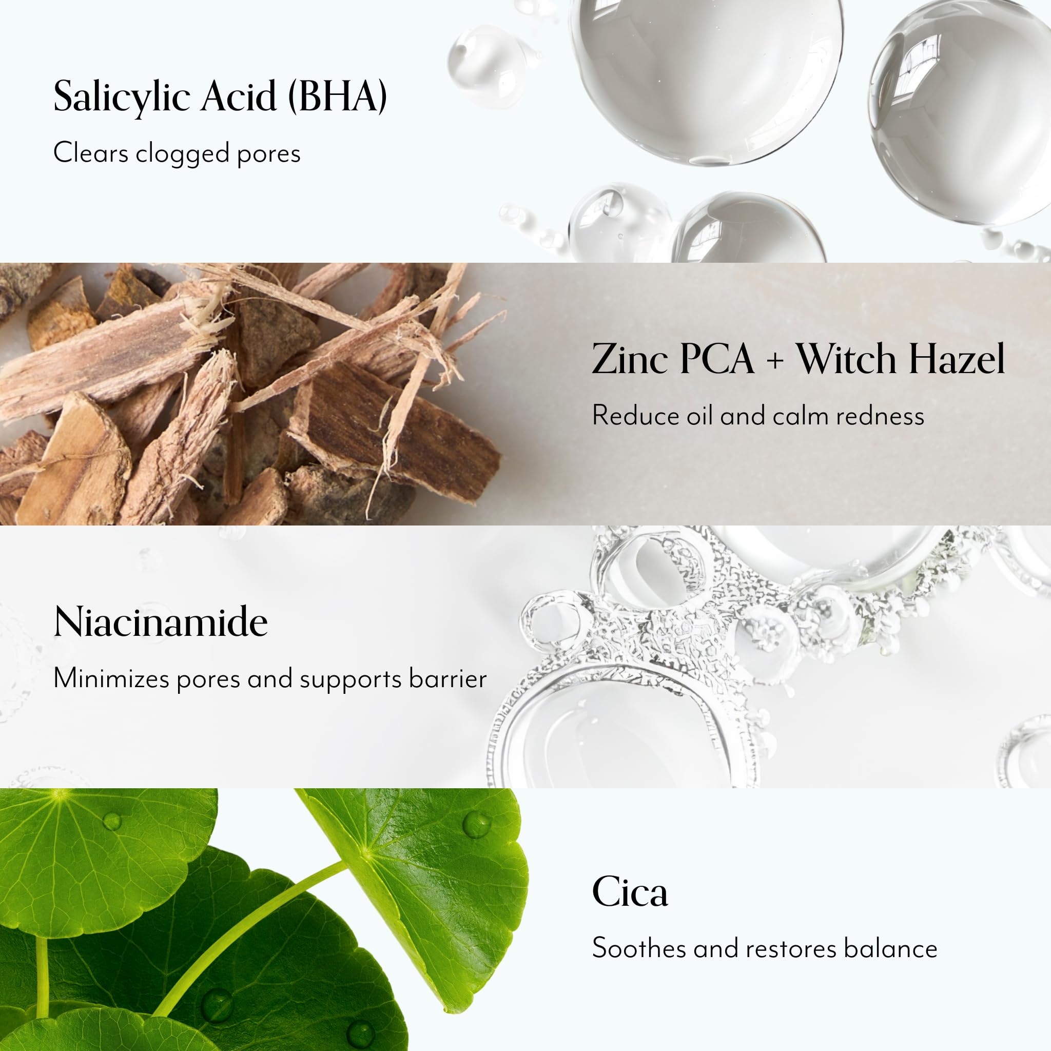 Bliss Witch Hazel soothing effect on pores and redness shown in illustration