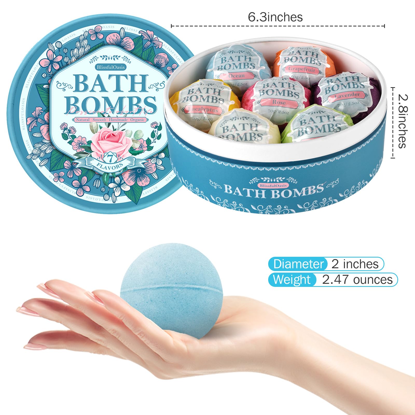 BlissfulOasis bath bombs eucalyptus for a refreshing spa-like soak