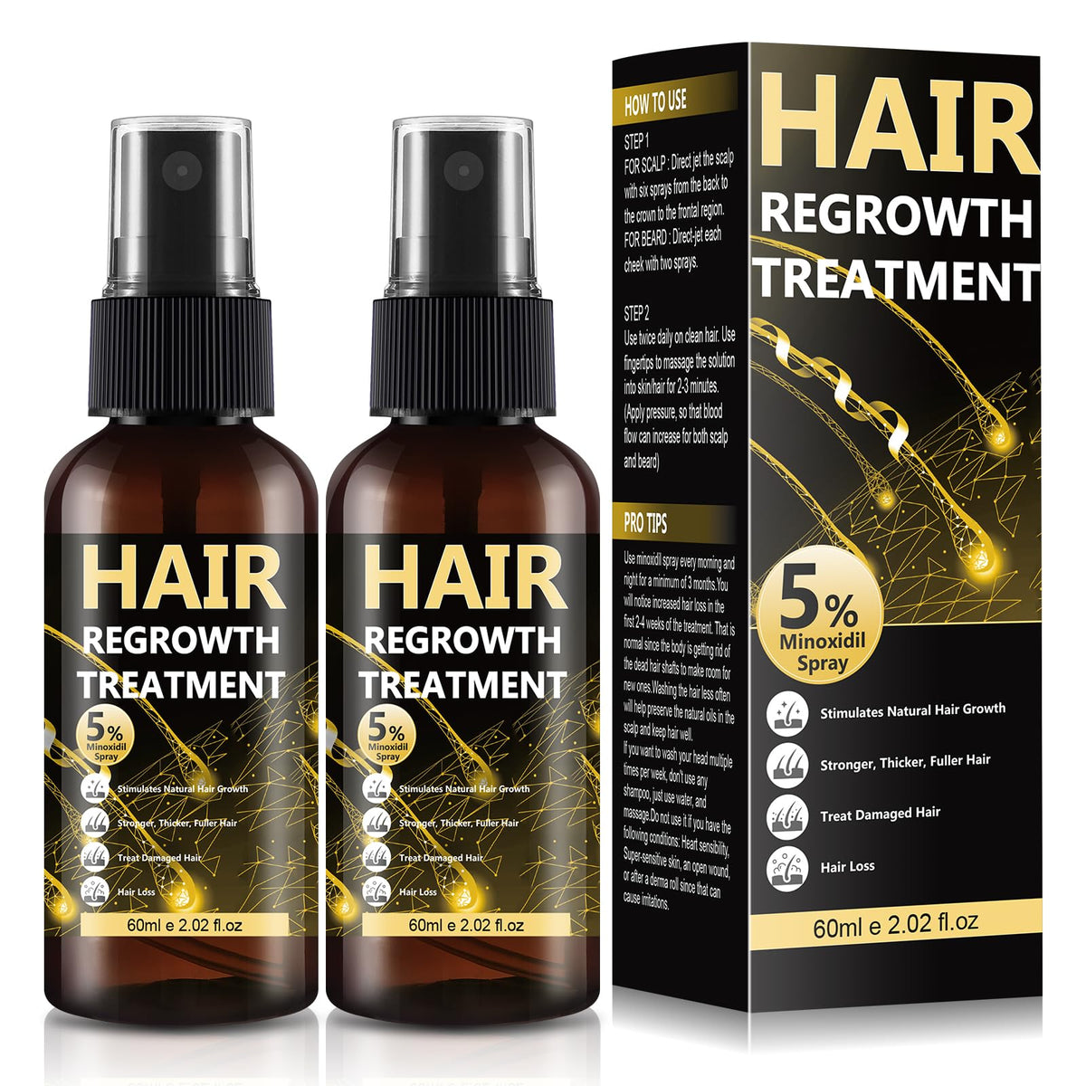 BLISSMATE 5percent minoxidil spray bottle enables easy scalp application for thinning hair.