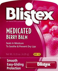 Blistex Berry lip balm with SPF 15 provides sun protection.