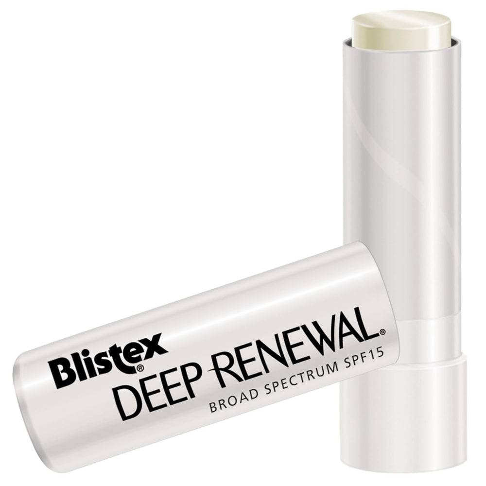 Blistex Deep Renewal SPF15 application image highlights sunscreen protection for sunny days