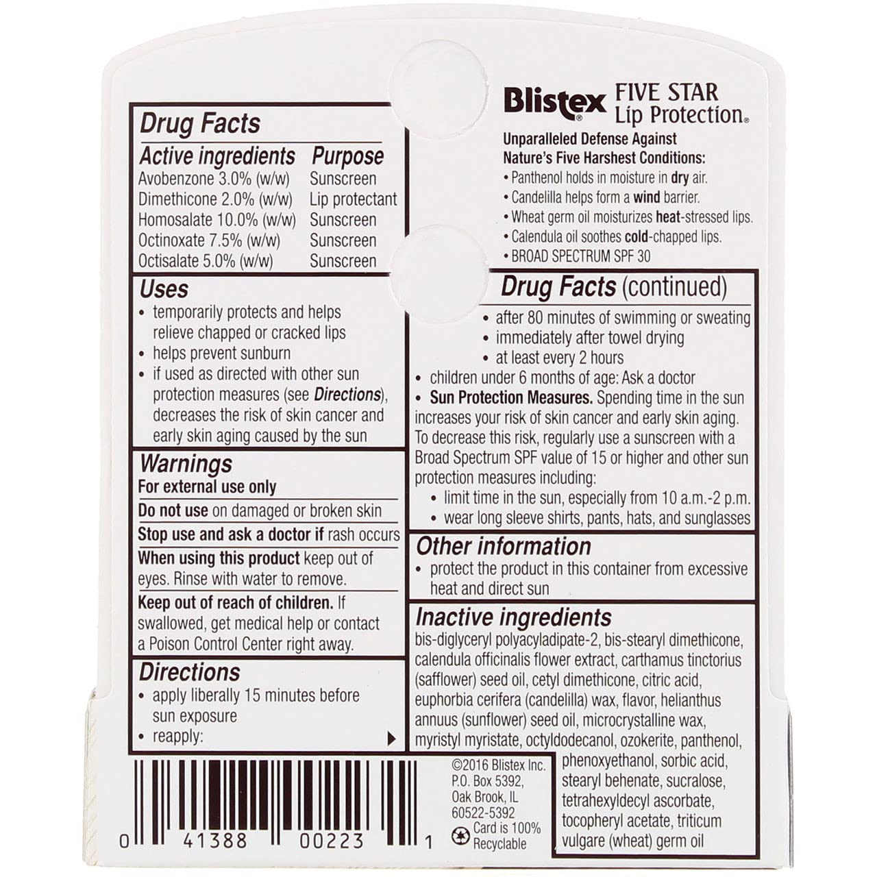 Blistex Five Star Lip Protection SPF 30 tube applying balm for outdoor protection.