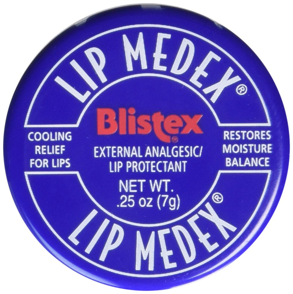Blistex Lip Medex tube close-up for quick lip hydration and menthol cooling relief.