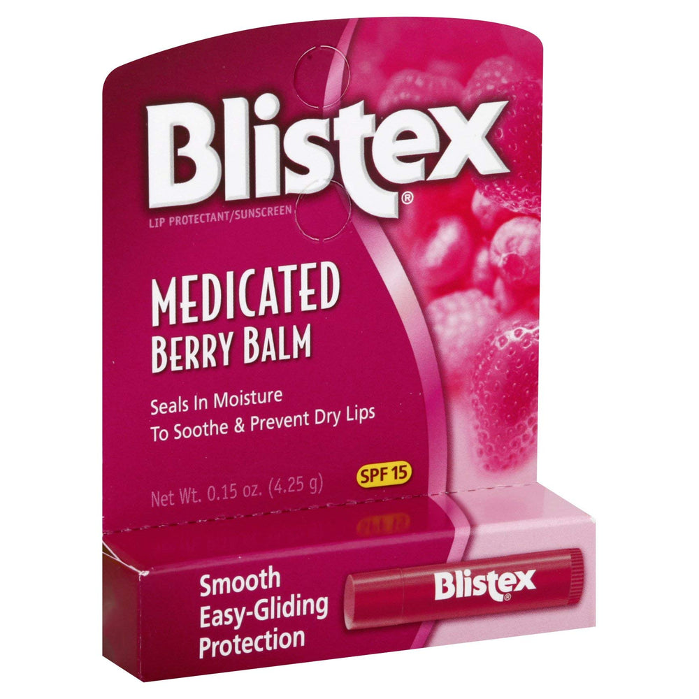Blistex medicated berry lip balm tube, 24-pack, for all-day moisture protection.