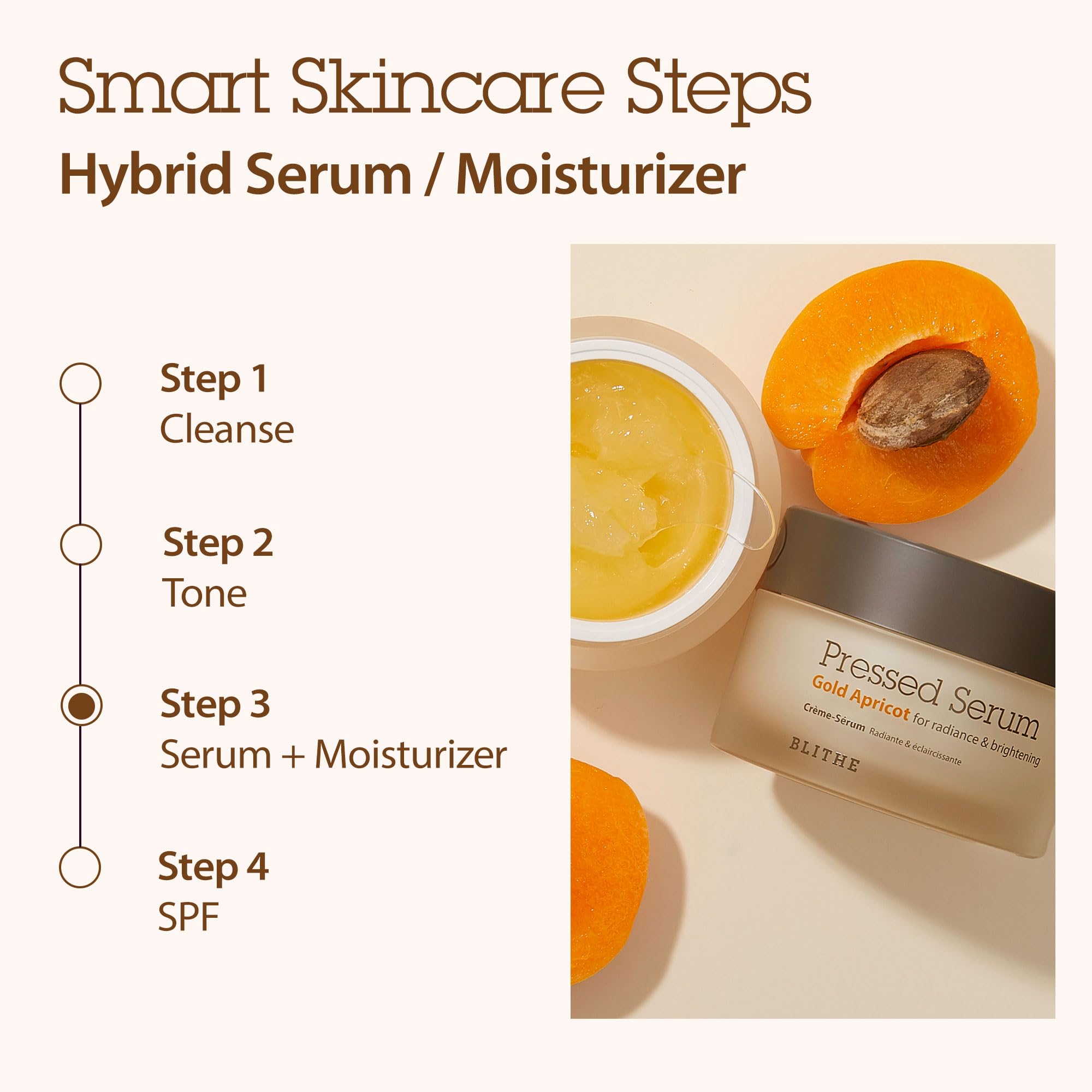 BLITHE Pressed Serum Gold Apricot glass-skin effect hints at luminous complexion