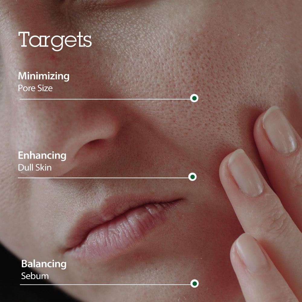 BLITHE Targeted Pore Serum pump dispenses product for daily use.