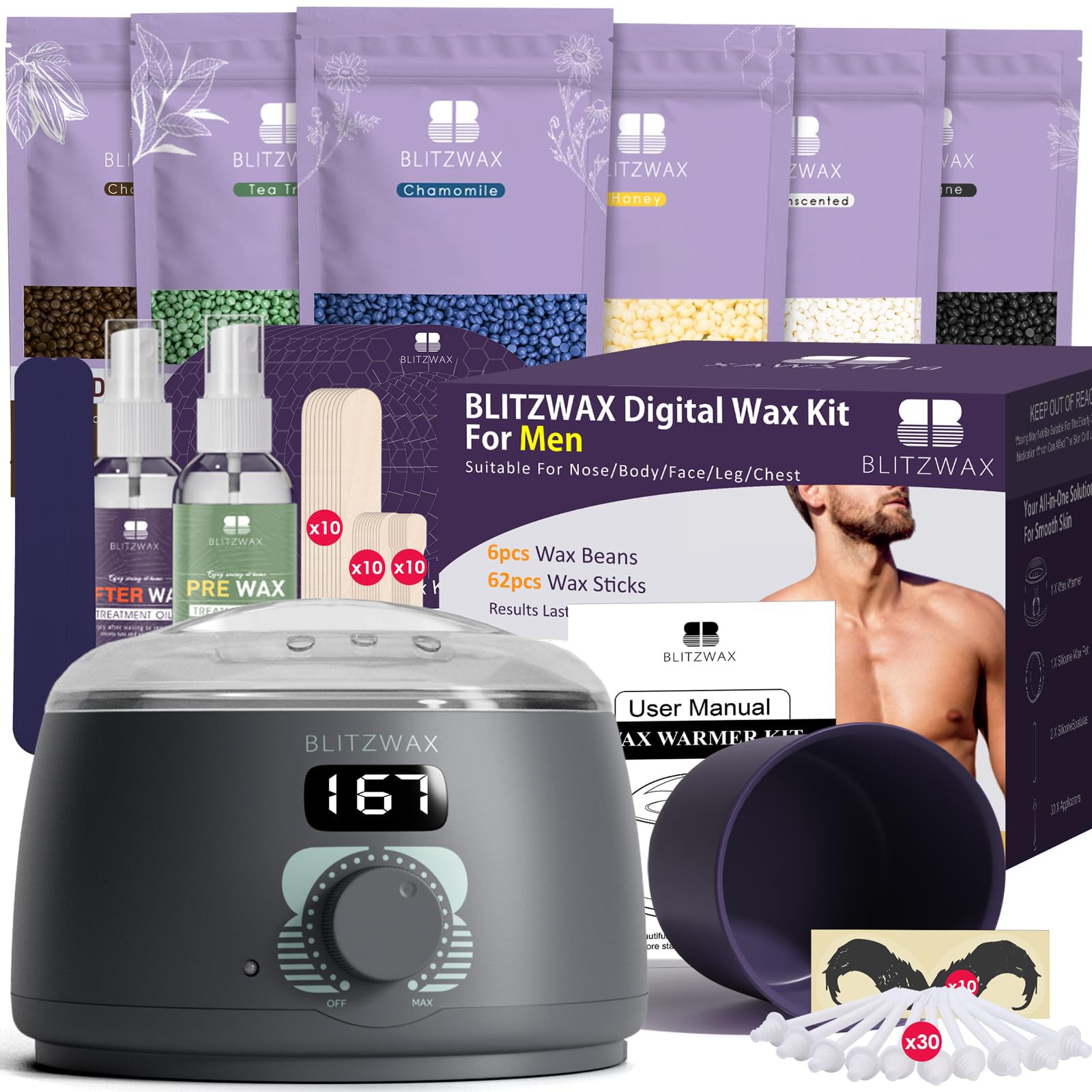 BLITZWAX back-nose-waxing-kit shown for at-home grooming and precise removal