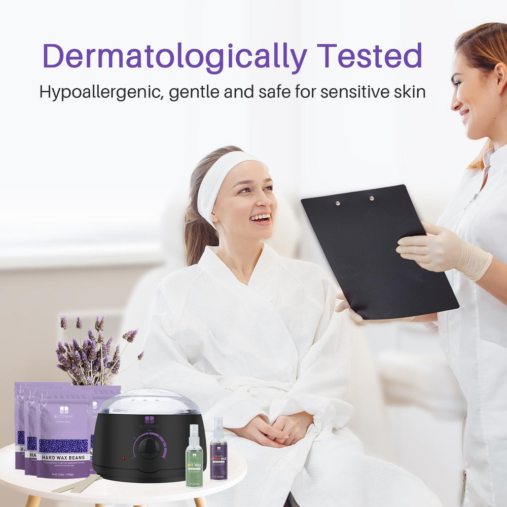 BLITZWAX beginner-friendly waxing kit with instructions promotes simple home waxing.