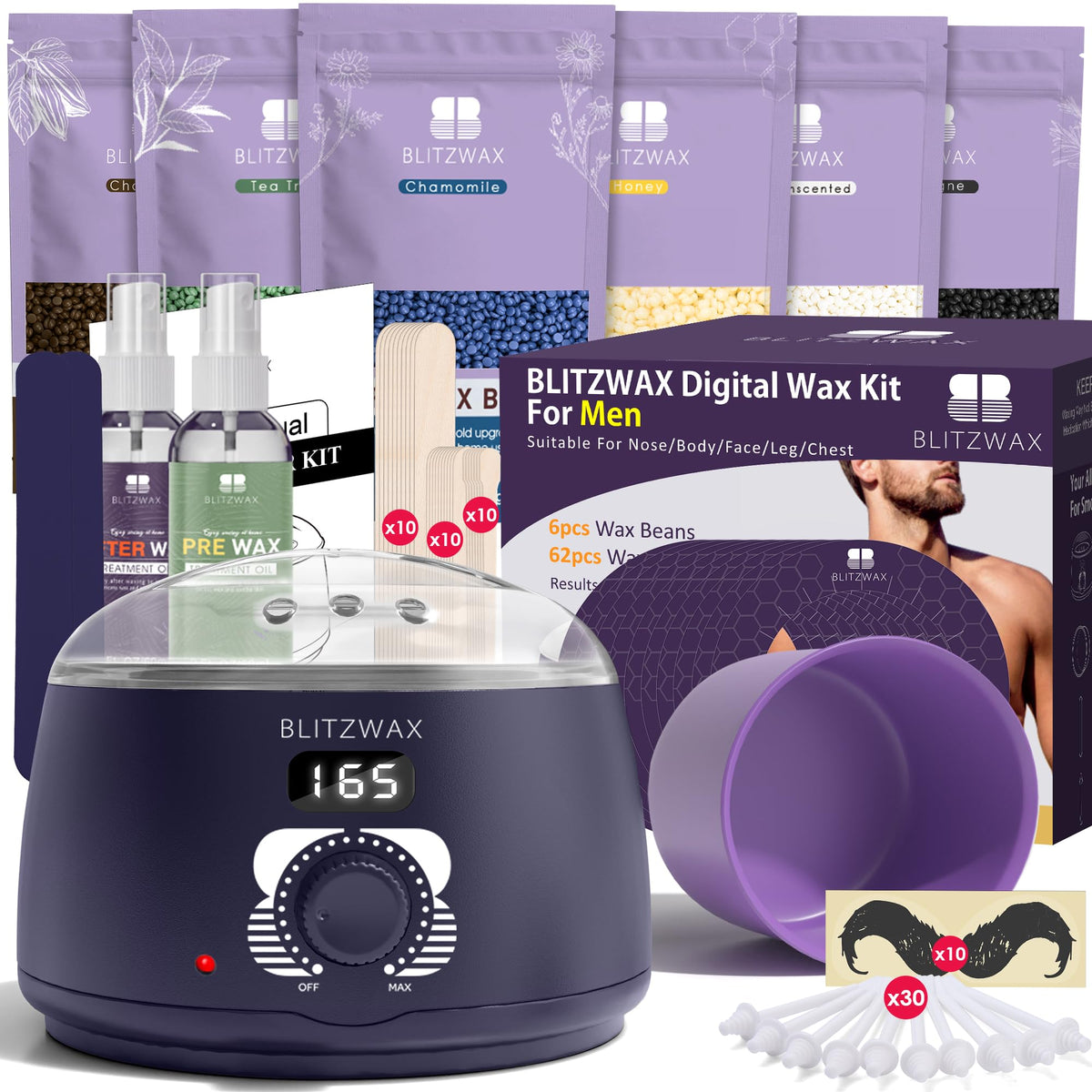 BLITZWAX Brazilian bikini kit setup demonstrates at-home grooming readiness