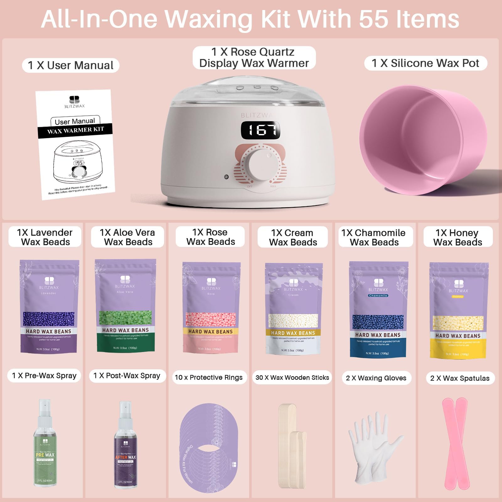 BLITZWAX Cream wax beads for versatile at home waxing